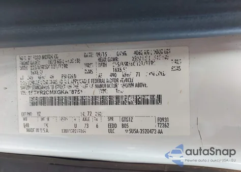 2016 Ford Transit-250 z USA, uszkodzony, nr VIN 1FTYR2CMXGKA18751